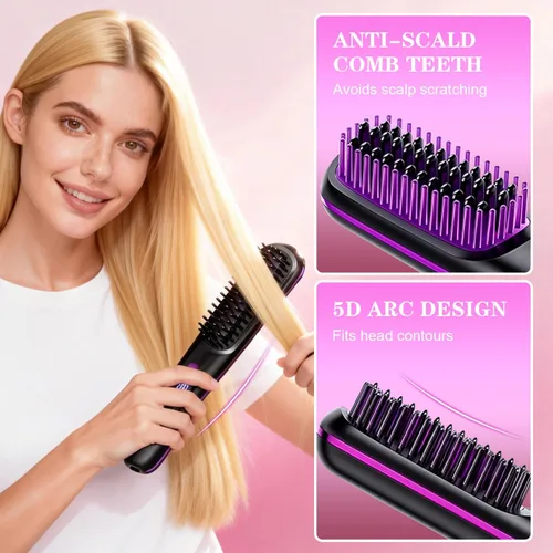 Miniatura 4 de Go Brush Pro - Cepillo alisador de pelo inalámbrico, cepillos alisadores portátiles para viajes, mini cepillos de pelo inalámbricos de calentamiento