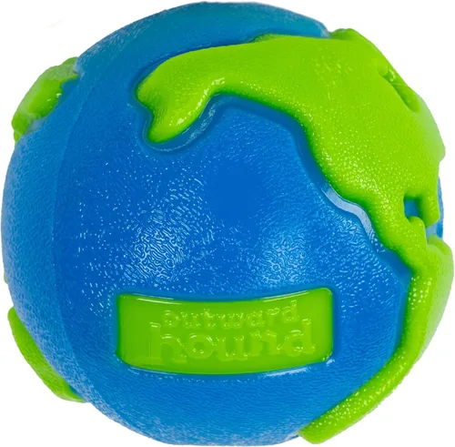 Miniatura 3 de Outward Hound by Planet Dog Orbee-Tuff Planet Ball - Juguete dispensador de golosinas azul/verde para perro, mediano