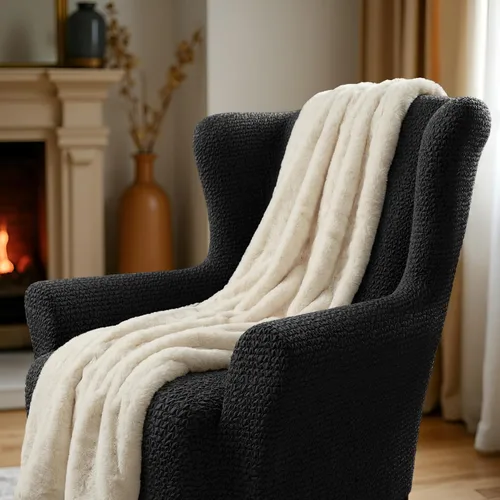 Miniatura 8 de PAULATO BY GA.I.CO. Funda elástica para silla con respaldo de ala, 1 pieza, funda de sillón bielástica con respaldo de ala, protector de muebles