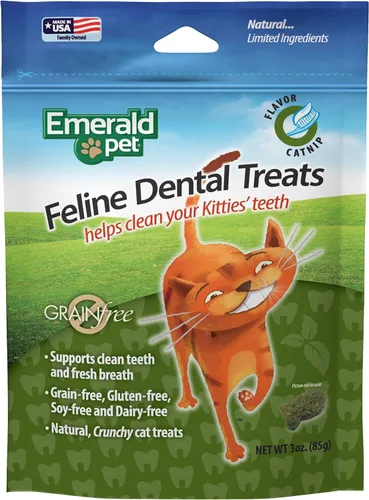 Feline Dental Treats - Delicias y crujientes golosinas dentales para gatos sin granos, golosinas dentales naturales para limpiar los dientes de