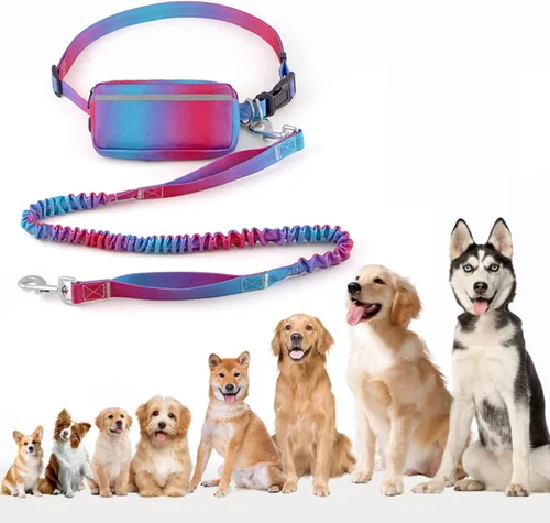 Miniatura 7 de Correa de perro manos libres para perros medianos y grandes, correa de perro manos libres con bolsa de cremallera, adecuada para correr, trotar