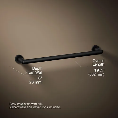 Miniatura 4 de Kohler 97878-BL Kumin Toallero de 18 pulgadas, negro mate