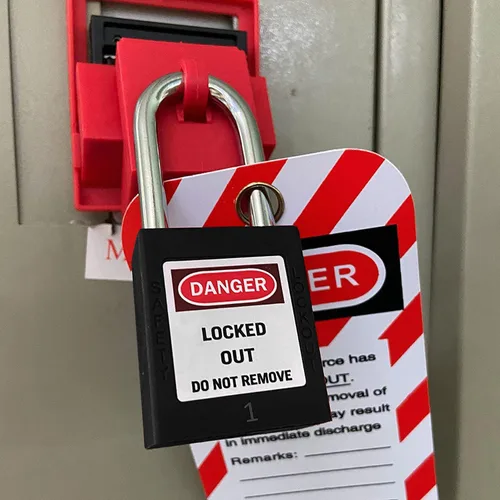 Miniatura 6 de SAFBY 50 cerraduras de bloqueo con llave con 50 etiquetas de bloqueo, candados seguros Loto para estaciones y dispositivos de bloqueo (1-50 negro)