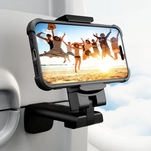Miniatura 16 de Klearlook - Paquete de 2 soportes universales para teléfono de avión, rotación de 360 grados, soporte de teléfono esencial de viaje para escritorio