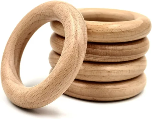 Miniatura 8 de Anillos de madera, 10 unidades sin terminar de 2.8 in de madera de haya natural maciza, círculos sin pintura para manualidades, conectores