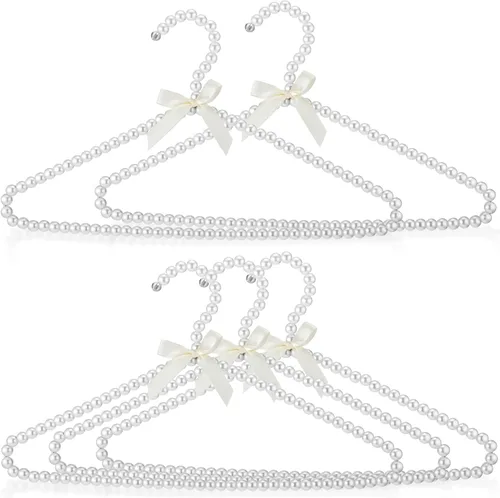Miniatura 13 de Threan 20 piezas de 16 pulgadas de perlas con cuentas de ropa con lazo de lazo de metal elegante ropa estándar para mujer, novia, vestido de boda
