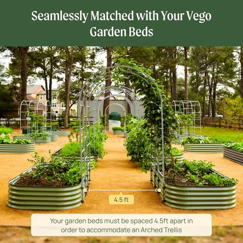 Miniatura 8 de Vego Garden Sistema modular de enrejado arqueado de 1.5 pies de largo para todas las camas de jardín clásicas para plantas trepadoras como frijoles