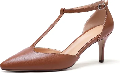 Miniatura 2 de SAMMITOP Zapatos de vestir con barra en T de tacón medio y correa en el tobillo para mujer