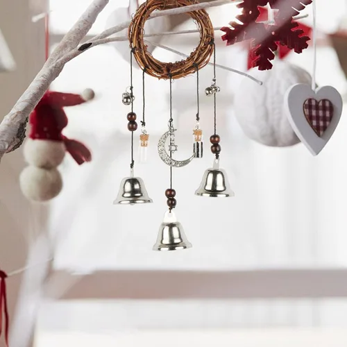 Miniatura 3 de Campanas de Bruja para Protección del Hogar, Decoración Pagana para Atraer lo Positivo y Expulsar lo Negativo, Campanas de Navidad Plateadas