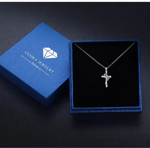 Miniatura 7 de Cross necklace 925 Sterling Silver Rose Crose Pendant Necklace Cross Necklace for Women (A-Rose Cross Necklace)