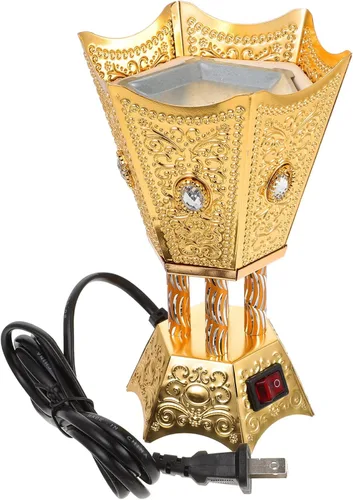 FOMIYES Quemador de incienso eléctrico, estilo Oriente Medio, incensario portátil para oficina y decoración del hogar, ideal para yoga, spa y