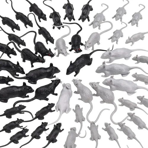46 piezas de juguetes de ratas y ratones de plástico falsos realistas para bromas, decoraciones de ratas simuladas, juguetes de ratones pequeños