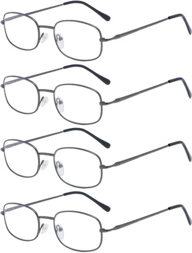 Miniatura 7 de Eyekepper 4 pares de anteojos de lectura con marco de metal con bisagras de resorte para hombres y mujeres de lectura