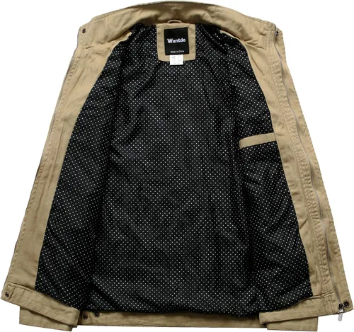 Miniatura 3 de Wantdo chaqueta cierre frontal liviana cuello parado de algodón para hombre