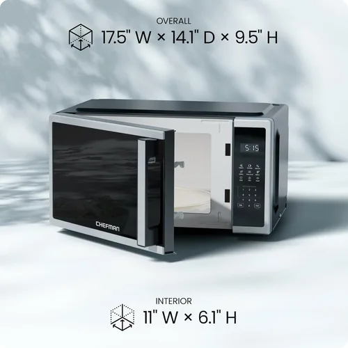 Miniatura 8 de Chefman Horno microondas compacto de 0.7 pies cúbicos, 700 W con 10 niveles de potencia, 3 ajustes preestablecidos de cocción con cocción expresa
