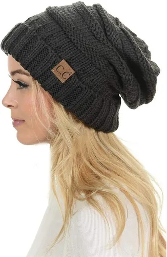 Miniatura 30 de Funky Junque Gorro de moda de punto trenzado de talla extragrande, grueso, abrigado, suave y holgado
