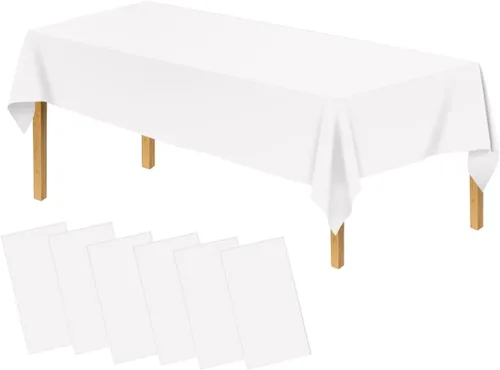 Miniatura 35 de Mantel de plástico verde frutal (paquete de 2), 54 x 108 pulgadas, cubierta de mesa para mesa rectangular, manteles desechables verde manzana