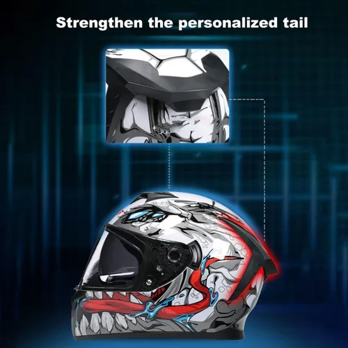 Miniatura 3 de Cascos de motocicleta de cara completa, casco de motocicleta aprobado por ECE/DOT con viseras dobles, casco de motocicleta de cara completa para J