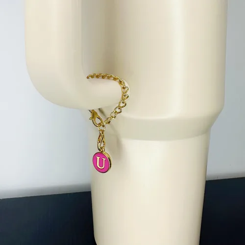 Miniatura 8 de 2 dijes de letras iniciales de la A a la Z, accesorios para taza Stanley, con nombre y identificación para vaso Stanley de 30 y 40 onzas, dije