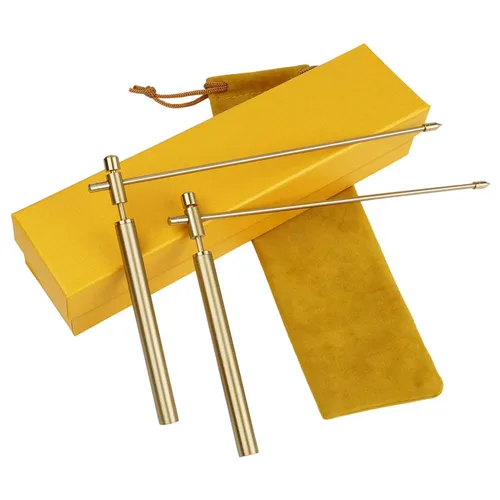 Varillas de radiestesia de cobre, 2 varillas de adivinación – Cobre sólido y latón con caja de regalo y bolsa – Detecta oro, agua, caza de
