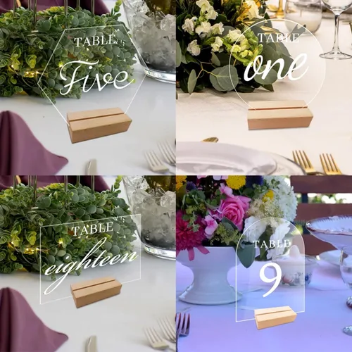Miniatura 4 de 18 piezas de madera para tarjetas, soporte para tarjetas de mesa, soporte para fotos, soporte acrílico para ceremonia, cumpleaños, boda, fiesta