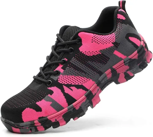 Luolocsn Womens Work Steel Toe Shoe Camo Safety Shoe for Men Lightweight Industrial Construction Shoes