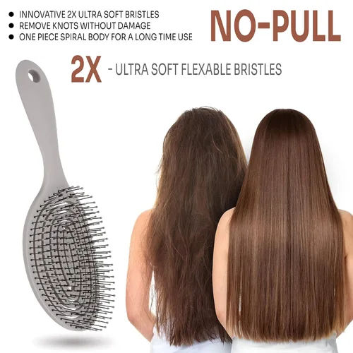 Miniatura 4 de habitof Cepillo húmedo desenredante ecológico para mujeres, hombres y niños, cerdas flexibles para cabello rizado, ondulado, grueso y fino, húmedo