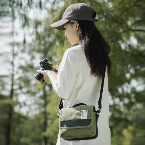 Miniatura 6 de Besnfoto Bolsa de cámara pequeña sin espejo, bolsa de hombro para cámara impermeable, bonita bolsa de mensajero compacta para mujeres y hombres