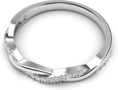 Miniatura 3 de Anillo de oro blanco de 14 quilates de 0.098 in con diseño de vid torcida pequeña de diamantes de imitación, anillo de boda a juego
