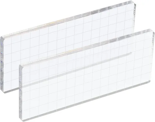Miniatura 12 de PATIKIL Bloque de sello acrílico de 2 x 2 pulgadas, paquete de 2 bloques de estampado transparentes con líneas de cuadrícula, bloques de montaje