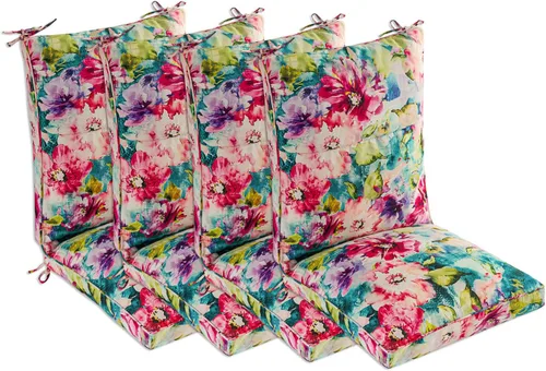 Miniatura 24 de Juego de 4 cojines para sillas de comedor al aire libre, cómodos cojines para asientos de patio, 44 x 21 x 4.5 pulgadas, ribete individual