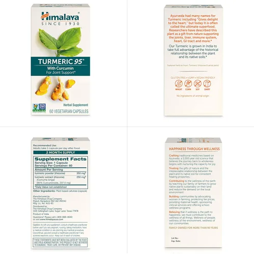 Miniatura 7 de Himalaya Suplemento de cúrcuma 95 con curcumina/curcuminoides, apoyo articular y muscular, flexibilidad y movilidad óptimas, 600 mg, sin OMG