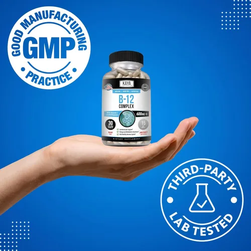Miniatura 6 de Kaya Naturals Complejo B-12 Suplemento multivitamínico para mujeres y hombres potenciador de energía y metabolismo Vitamina del complejo B