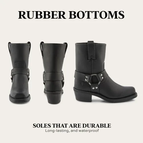 Miniatura 6 de Frye Arnés 8R Botas para mujer hechas de cuero italiano lavado y engrasado con construcción Goodyear Welt, suela de goma y tacón de cuero apilado