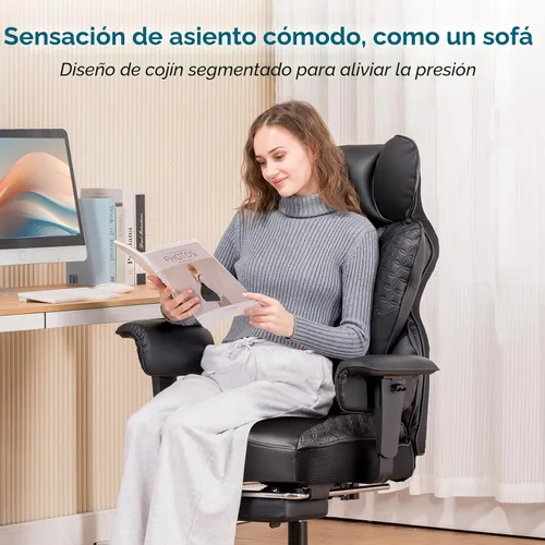 Miniatura 8 de COMHOMA Silla de oficina grande y alta, silla ergonómica para juegos con diseño de relieve de lujo con reposapiés, reposabrazos ajustables 03-space