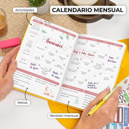 Miniatura 4 de Clever Fox Planificador 2 Edición en Español - Colorida Agenda de Objetivos Semanales y Mensuales, Organizadora de Tiempo, Sin Fecha A5