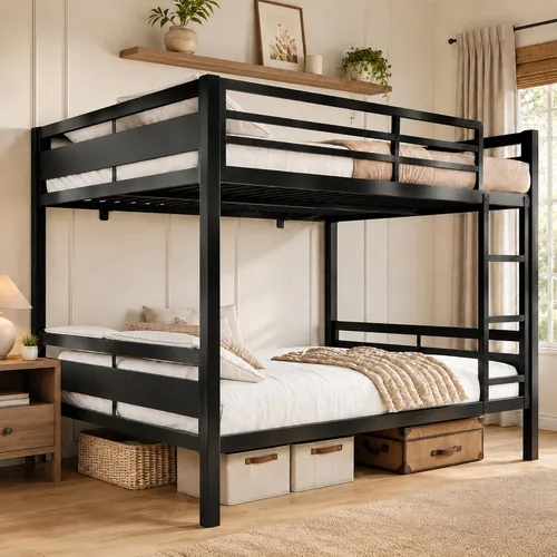 Miniatura 14 de Feonase - Litera de camas individuales con escalera, de metal, con barandilla alta, con soporte de listones de metal resistente, sin ruido, no Negro