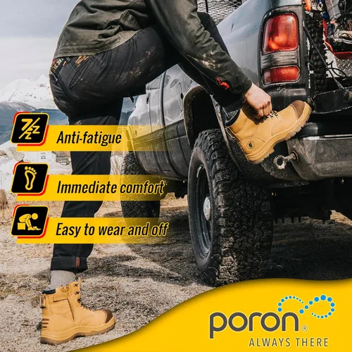 Miniatura 2 de ROCKROOSTER Botas de trabajo para hombre, 7 pulgadas, puntera de acero, cremallera lateral, zapatos de cuero, control estático, transpirables