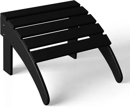Miniatura 5 de WestinTrends Reposapiés otomano Adirondack para patio al aire libre, taburete de madera de polietileno para todo tipo de clima, ampliamente Negro