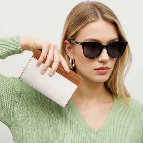 Miniatura 2 de CLUCI Cartera RFID para mujer de cuero PU pequeña, cartera de mujer con bloqueo, cartera de señoras con bolsillo para tarjetas de crédito, Beige