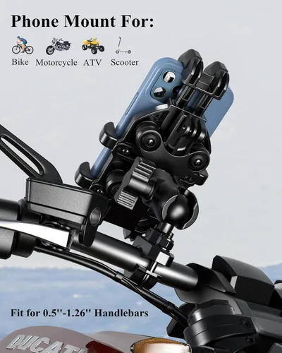Miniatura 2 de BRCOVAN Soporte para teléfono de motocicleta con amortiguador de vibraciones, soporte anti-sismos para manillar de bicicleta, soporte para teléfono