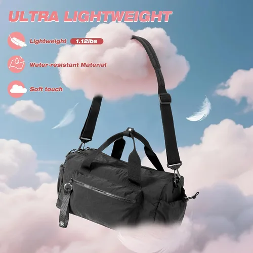 Miniatura 3 de Pequeña bolsa de gimnasio para mujer, bolsa de viaje con compartimento impermeable, bolsa de transporte para el fin de semana para deportes