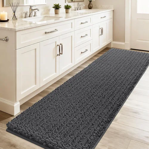 Miniatura 45 de ACCUMTEK - Juego de 2 alfombras de baño de lujo en color beige de 32"x20"+24"x17", alfombras de baño ultra suaves y gruesas absorbentes, alfombra