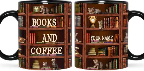 Miniatura 10 de B62112 - Taza de bibliotecario personalizada, motor de búsqueda original, estante de biblioteca, taza para amantes de los libros, color negro, 11
