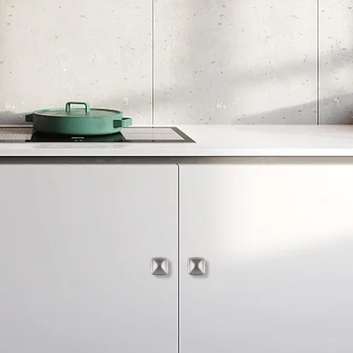 Miniatura 7 de homdiy Paquete de 5 pomos de gabinete de cocina de níquel cepillado para cajones, herrajes cuadrados sólidos plateados para gabinetes de tocador