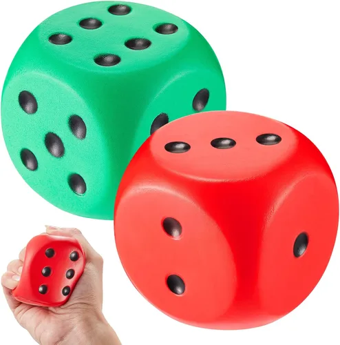 Miniatura 13 de Zomiboo 2 dados grandes de espuma de 2.3 pulgadas para el aula, gigantes de 6 caras, decoración de fiesta de casino, juguete para aliviar la azul