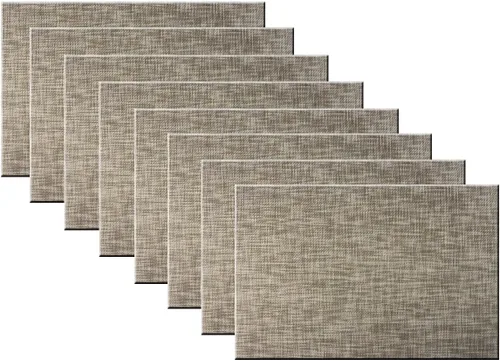 Miniatura 26 de Manteles individuales para mesa de comedor, lavables y fáciles de limpiar, camino de mesa de PVC (1 camino de mesa y 6 manteles individuales, negro)
