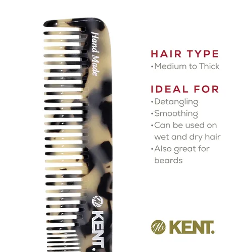 Miniatura 6 de Kent 6T TW - Peine de pelo de dientes finos y dientes anchos, peine de peinado hecho a mano para el cuidado del cabello, peines de peluquería