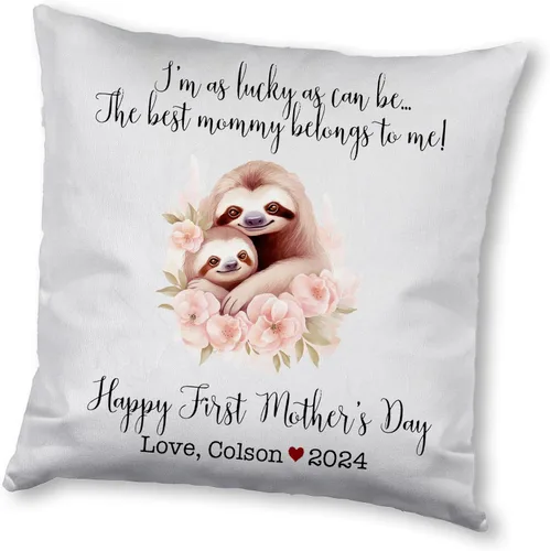 Miniatura 10 de Mother's Day Sloth, First Mother's Day Custom Pillowcase, Personalized Mother's Day Pillowcase, Gift for Mom, Home Decor