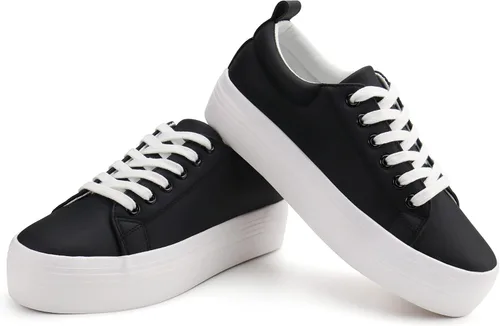 Miniatura 6 de JABASIC Zapatos deportivos de plataforma con cordones para mujer, cómodos, casuales, a la moda, para caminar